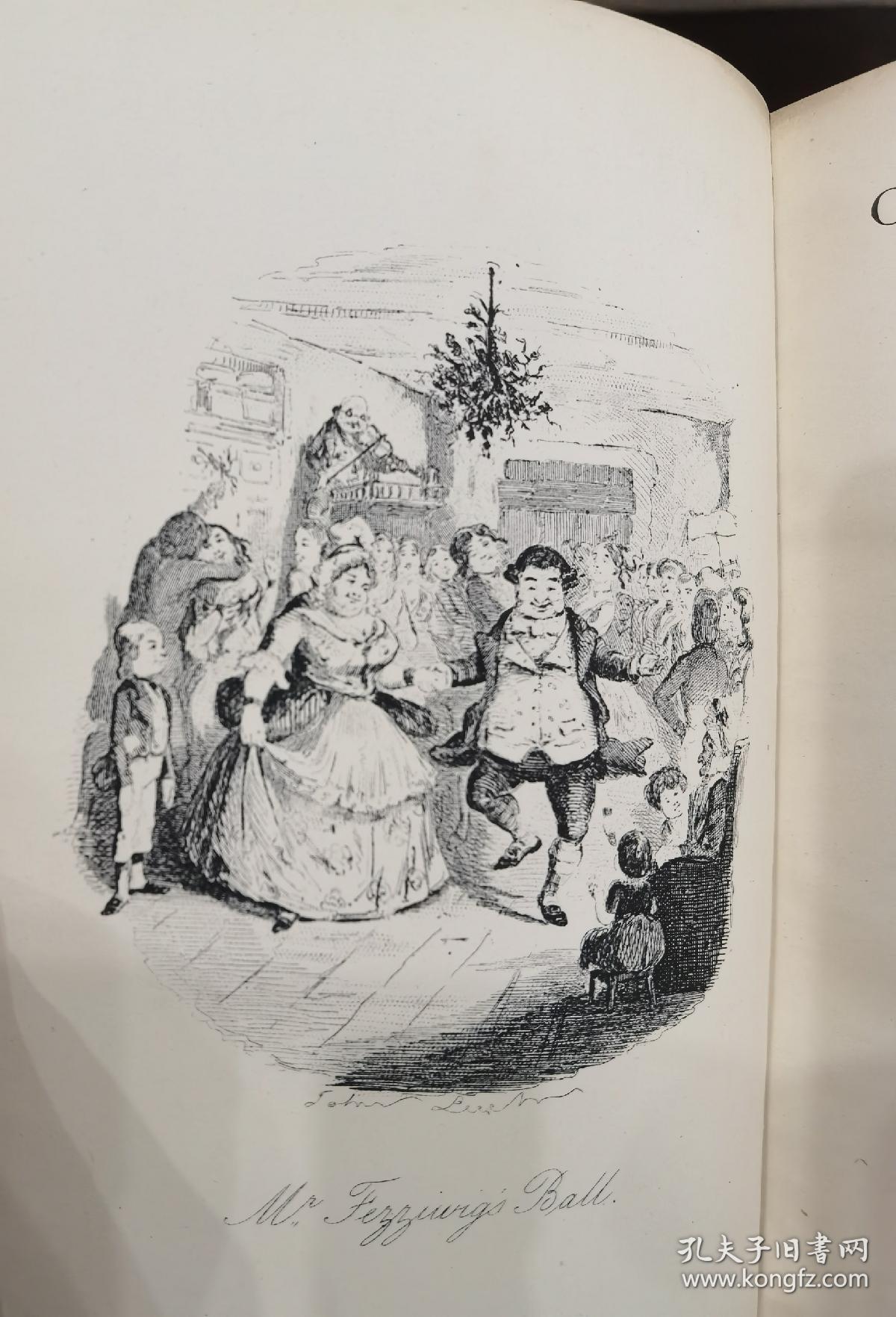 1891年CHARLES DICKENS ：Christmas Books / Hard Time_ 狄更斯《圣诞故事集》《艰难时世》两卷合一册，3/4真皮古董书， 精美版画插图，英文原版