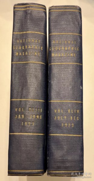 1923年全年精装合订本，美国国家地理杂志（The national geographic magazine)含中国长城，龙门石窟，京张铁路青龙桥站，蒙古风光等