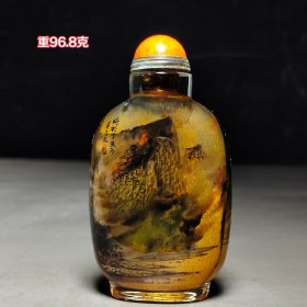 朱占元，手绘山水风景鼻烟壶。