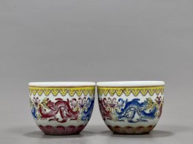 清乾隆珐琅彩螭龙纹杯 古玩古董古瓷器老货收藏2