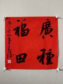 王涛，中国书法家协会会员，湖北省书协创作研究员湖北书法 院特聘创作员，监利书协副主席，监利书画院副院长，荆南印社副社长。 中国书法家协会主办展览入展获奖情况：全国第九、十、十二、十三届书法篆刻作品展。第五、六届全国新人新作展。第一、三、四届全国草书大展。全国二、三届青年书法篆刻展。全国一、二届赵孟頫奖书法展…… 《广种福田》来自作者，保真，34 x 34 cm，宣纸，未裱 ， d7999。