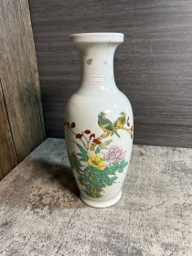 80年代，贴画花鸟花瓶一只