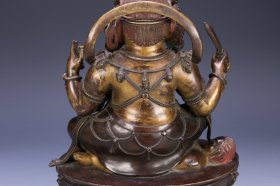 藏传 铜鎏金四臂玛哈嘎拉造像