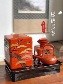 金莳绘｜松鹤长春木胎食盒屠苏酒器组合