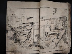 1803年《二十四軰顺拜图会》之四,木刻版画册,竹原春泉斋画,(36幅左右木版画)大开本,绘入木版画册,版画精美,品相如图,尺寸26*18