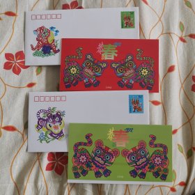 1998年中国邮政贺年明信片（贺卡型）（两张 带邮票）