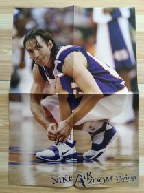 NBA球星纳什【灌篮】杂志海报，双面，另一面杜峰，尺寸57×32㎝左右，品相如图，保存完整，值得收藏。