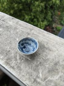 清代过强龙青花杯，有窑裂如图