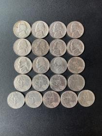 21.2mm  美国杰斐逊镍币 五美分硬币 纪念币 不同年份21枚 流通品相 实物拍摄 按图发货