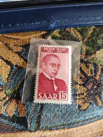1950 德国邮票 萨尔州 Peter Wust逝世10周年纪念邮票