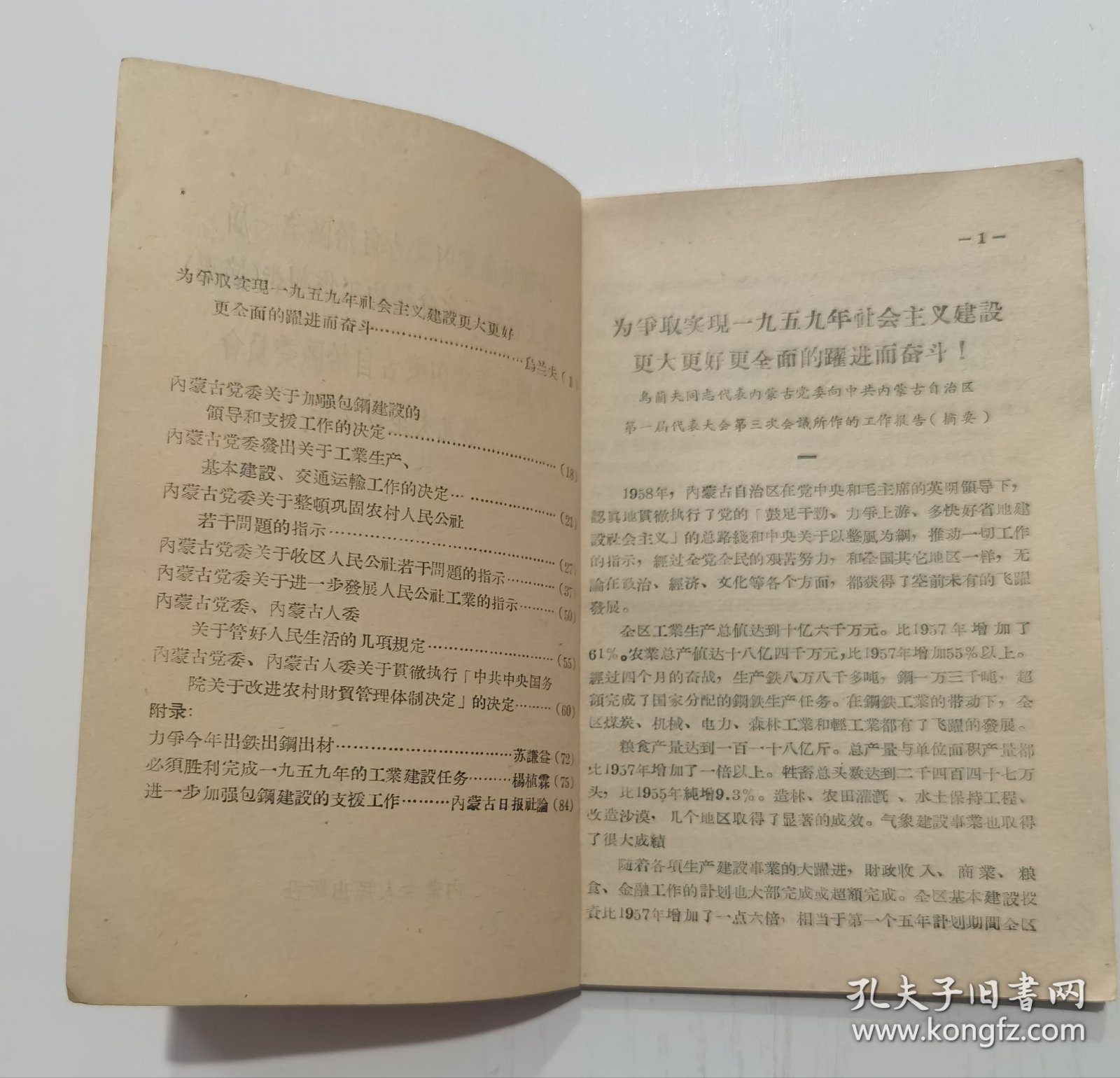 中国共产党内蒙古自治区第一届代表大会第三次会议的工作报告摘要