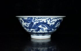 明宣德青花龙纹碗【 7.8x18cm 】