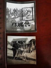 1965安徽省农业展览馆老照片两种，皖北农村，社员搓制绳子