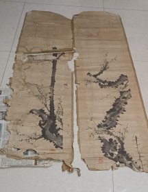 清代原裱佚名墨梅图2帧，尺寸大，低价出！有2方印