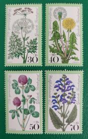 德国邮票 西德1977年 草地花卉 4全新