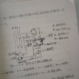 交流同步发电机的基本原理。农村小型水电站的测试分析。书内有手写绘图列表等。王惠文签名。具体看图。