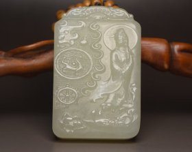 和田玉观音牌