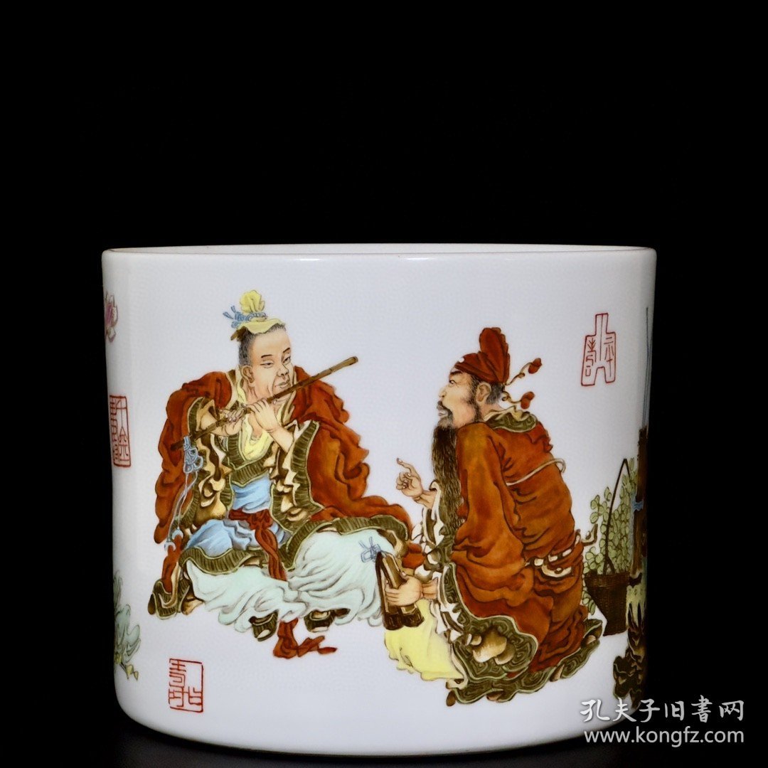 点击查看原图 清乾隆珐琅彩八仙人物纹笔筒 18/22厘米