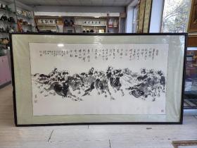 精品大型国画百马图著名画家田成义作品