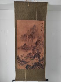 (4)挂轴老画 《深山幽居图》回流原装旧裱 立轴，钤印：尺寸140cmX56.5cm，画心尺寸88cmX49cm