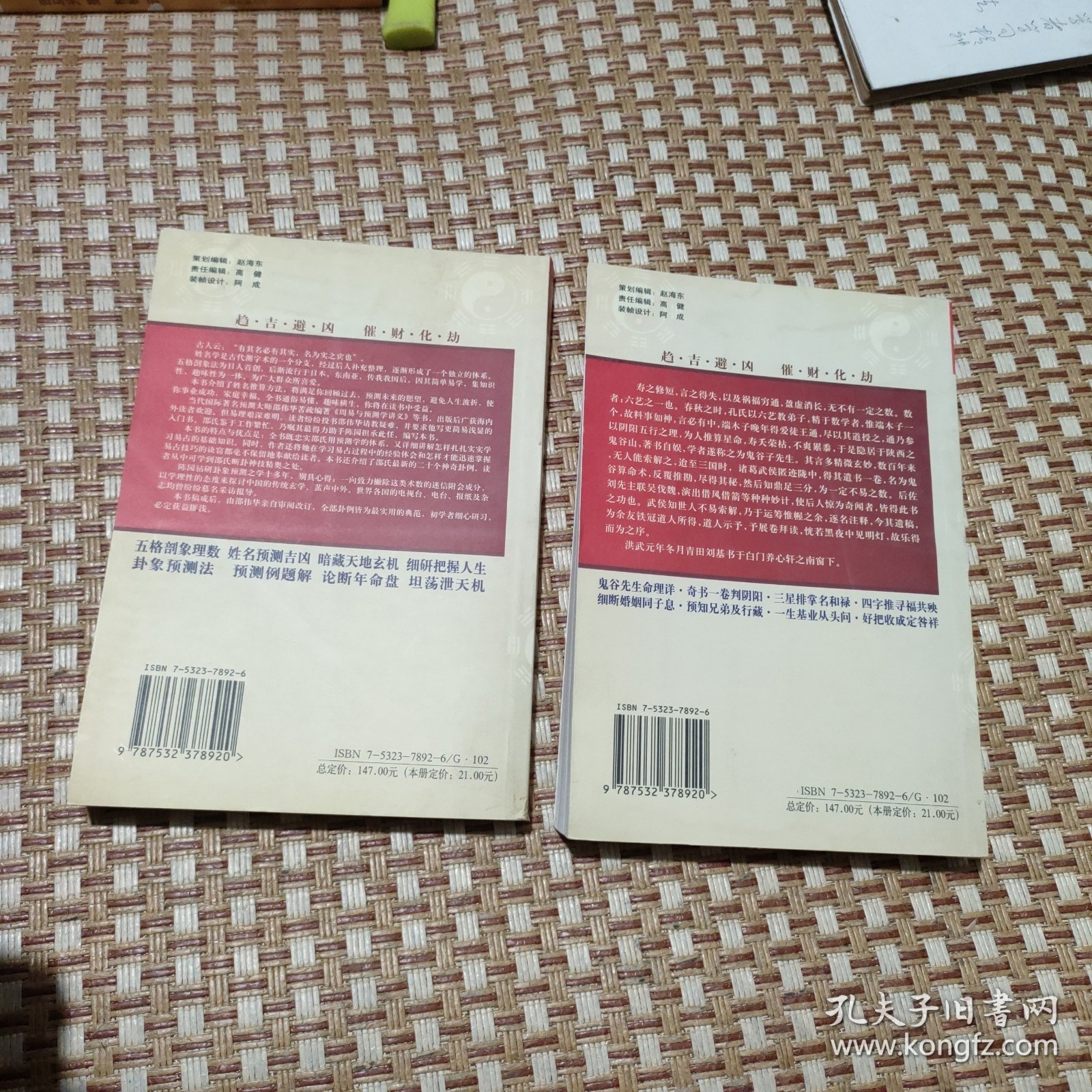 鬼谷算命术+周易卦象预测 玄机术数风水八卦丛书 两本合售