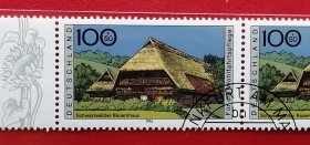 德国邮票 1996年 附捐邮票 民居 传统建筑 5-3 双联盖销