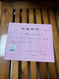 1985年，上海闸北业余大学毕业证，