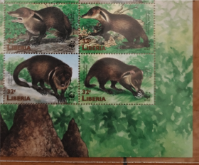 利比里亚 1998年 世界野生动物基金会 WWF 库氏獴 4全新联票 