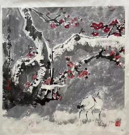 来自广州一线地皮货，颜泉《花鸟》68X68CM，保真便宜出