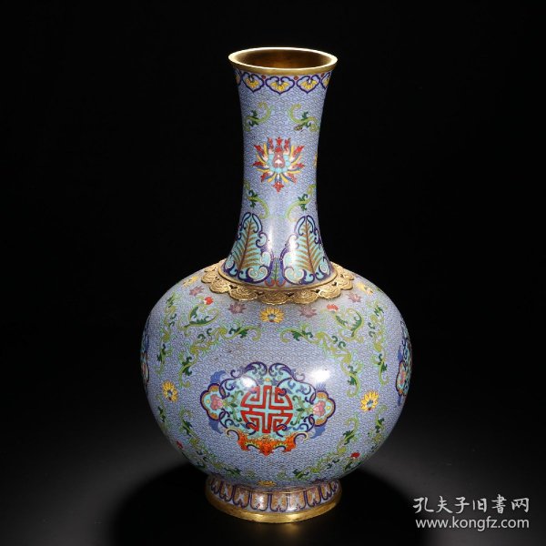 清代 铜胎掐丝珐琅缠枝花卉赏瓶