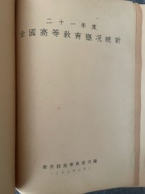 民国时期民国二十一年教育文献资料-全国高校概况资料很详细-国立大学-省立大学-私立大学等等-是研究民国时期重要的文献资料。