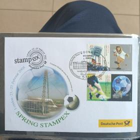 F1743外国信封 05年伦敦春季邮展纪念封 贴德国2005年 06世界杯足球赛邮票
