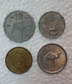 索马里4枚套5.10分 非洲黑斑金豹 铜铝19-22.5mm 旧品 磨损 按图发货