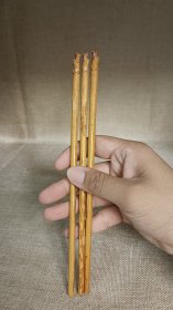 三根民国竹制老筷子，筷子头是生肖鼠，手工刻制【SW】