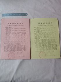 1981年阜新市卫生局、阜新市 计生办、阜新市妇联等编印:参加独生子女健美评选活动单(两张 颜色各不相同 合售， 每张都盖有阜新市第二人民医院印章， 参选对象可领一孩光荣证并有一定物资奖励，详看内容如图)时代已过，具有收藏价值。