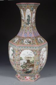 清乾隆六方古月轩山水花鸟童子