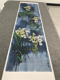 黄永玉四季花卉四条屏。共4屏。每屏大小约47.7*178厘米。宣纸艺术微喷复制。
