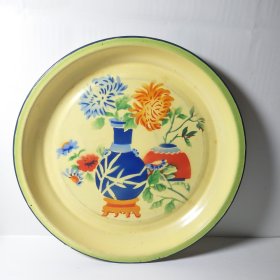 50年代花瓶搪瓷茶盘30厘米2a11