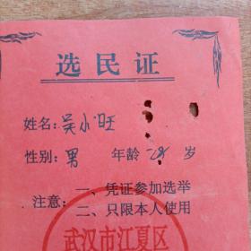 2006年【武汉市江夏区选民证】 （库存多份，品相随库存数量减少逐渐变差，请见描述）