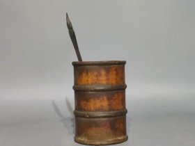 竹节纹木笔筒