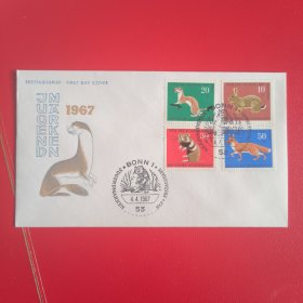 GERcard1联邦德国1967年森林小动物 鼠兔狐狸 1封4全 外国首日封FDC