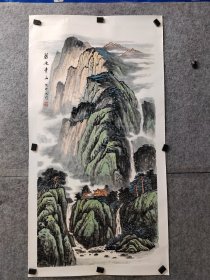 四尺整张山水托片，便宜卖了，临沂市美协会员黄大竹老师山水