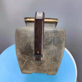 清代诗文白锡茶壶