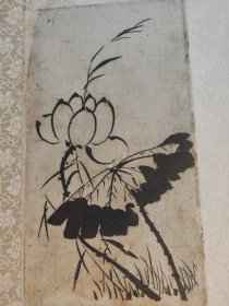 晚清书画家小夢松年花卉册页：“荷花”、“桃花”和“菊花”三幅 钤印“小梦”