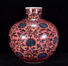 明青花釉里红缠枝莲纹尊43*40厘米