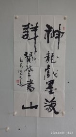 陕西小楷名家李福之子，著名书法家李豪书法（神龙戏墨海，群贤登书山）2024