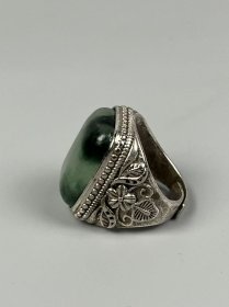 旧藏【银镶翡翠戒指】