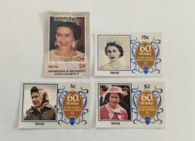 外国邮票 尼维斯女皇邮票 一套4枚 女王邮票