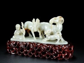 和田老玉“三羊开泰”摆件