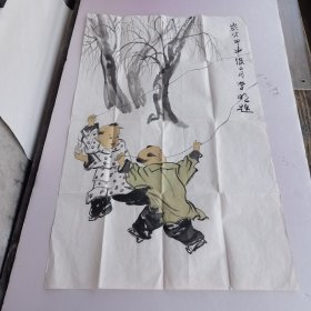李学明人物画 童子画 国画作品 69*43厘米